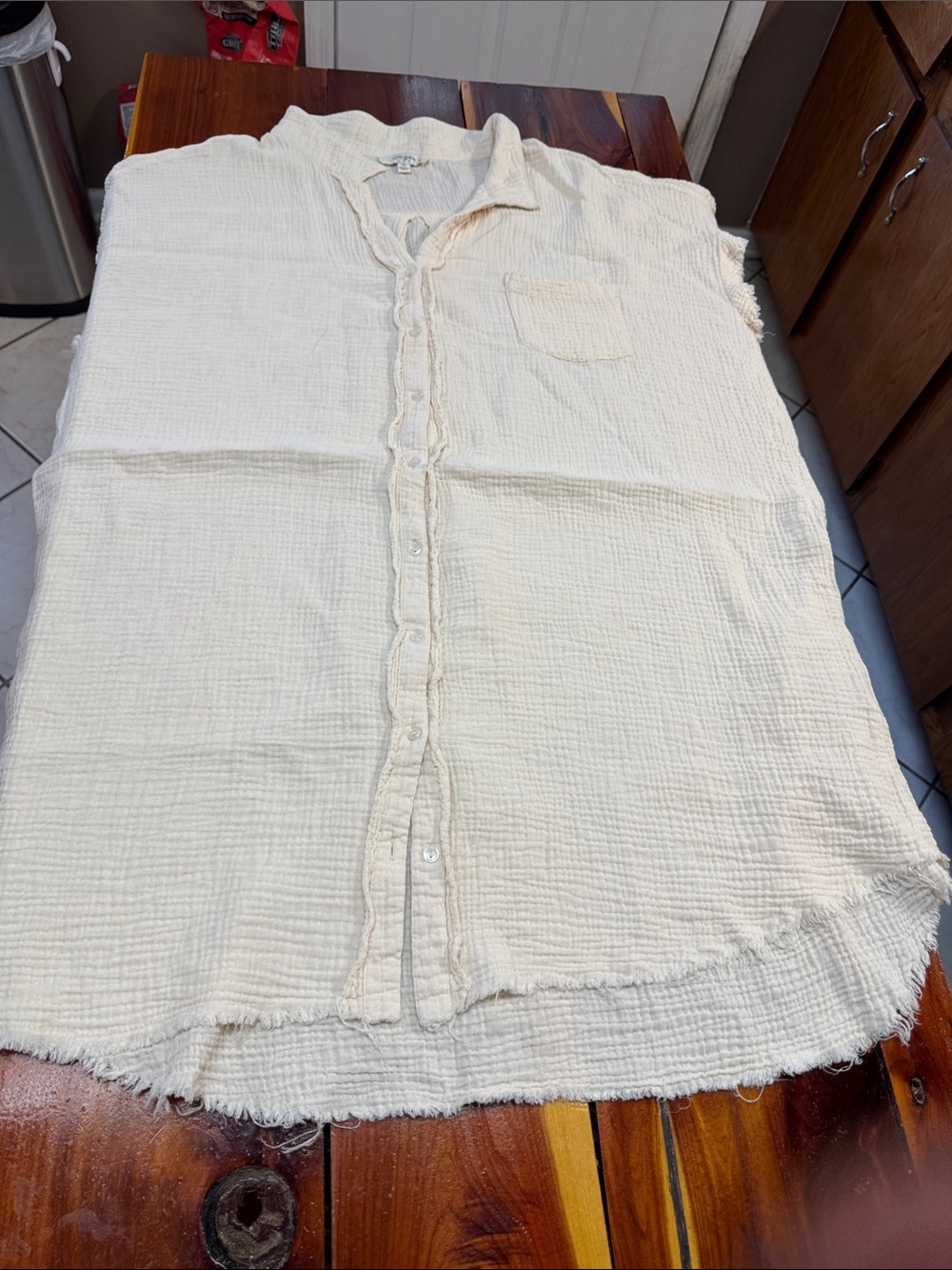 Umgee Cream Gauze Casual Button-Down Shirt